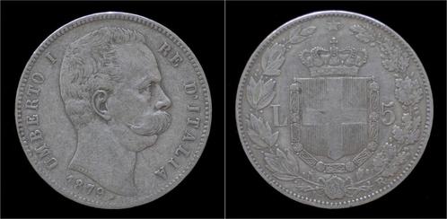 Italy Umberto I 5 lire 1879r zilver, Postzegels en Munten, Munten en Bankbiljetten | Toebehoren, Verzenden