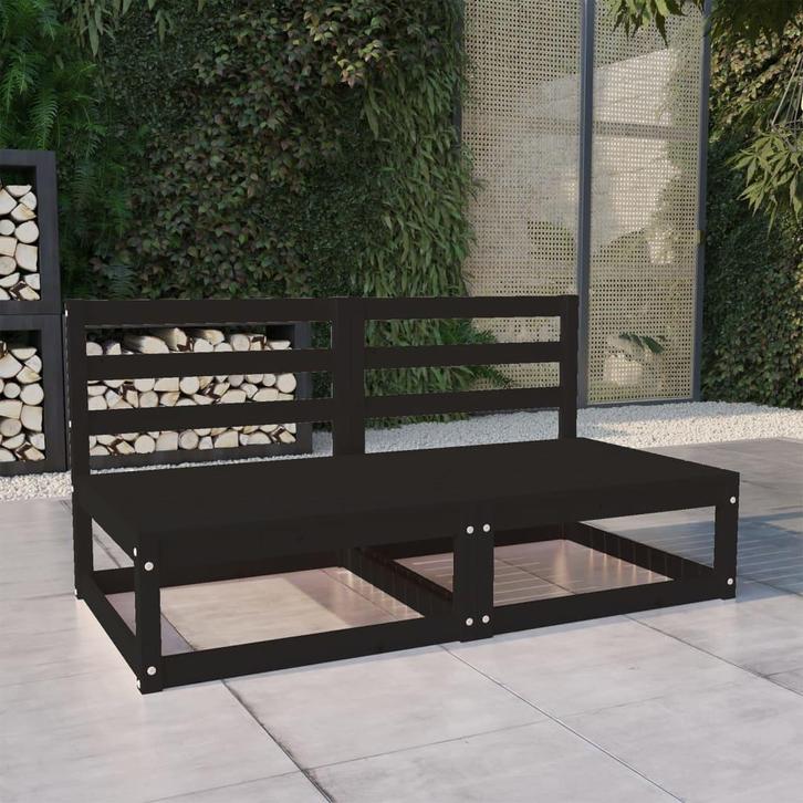 vidaXL Tuinbank 2-zits massief grenenhout zwart, Tuin en Terras, Tuinsets en Loungesets, Nieuw, Verzenden