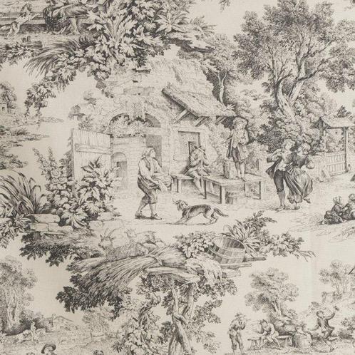 Exclusief Toile de Jouy Grijs - Textiel - 250 cm - 280 cm, Antiek en Kunst, Antiek | Tapijten, Tafelkleden en Textiel