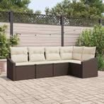vidaXL Tuin Eettafel Set met kussen met opslag 5 pcs Bruin, Tuin en Terras, Verzenden, Nieuw