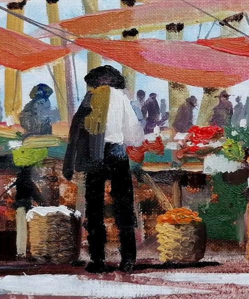 Guido Borelli - mercatino, Antiek en Kunst, Kunst | Schilderijen | Modern
