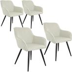 tectake Set van 4 eetkamerstoelen Marilyn, linnenlook - crèm, Huis en Inrichting, Verzenden, Nieuw
