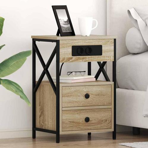 vidaXL Nachtkastje 2 pcs Sonoma eiken 40 x 31 x 60 cm, Huis en Inrichting, Slaapkamer | Nachtkastjes, Nieuw, Verzenden