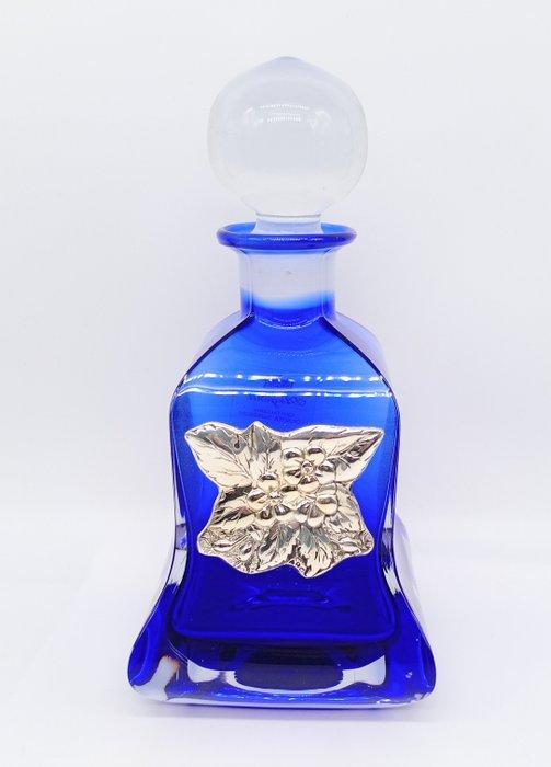 Bouteille - Cristal, Argent 925 - Bleu cobalt, Antiquités & Art, Antiquités | Argent & Or