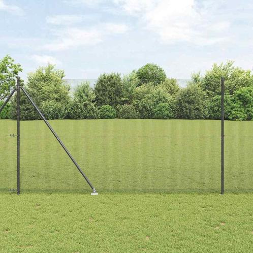 vidaXL Hek met Palen Grijs 1.5 x 50 m Staal, Tuin en Terras, Tuinhekken en Hekwerk, Nieuw, Verzenden