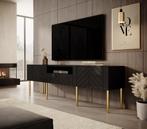 TV-Meubel zwart hoogglans staand gouden details 180cm, Nieuw, 150 tot 200 cm, Overige materialen, 25 tot 50 cm