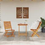 vidaXL Opvouwbare Bistroset 3 pcs Bruin Massief acaciahout, Tuin en Terras, Verzenden, Nieuw