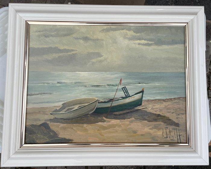Dieter Wulff (1929-2010) - Boote am Meer, Antiek en Kunst, Kunst | Schilderijen | Klassiek