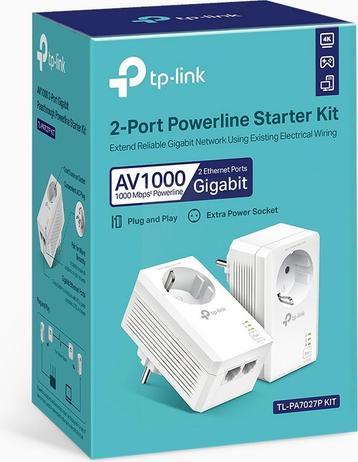 Powerline Adapter -TP-Link TL-PA7027P KIT  Zonder WiFi -..., Verzenden