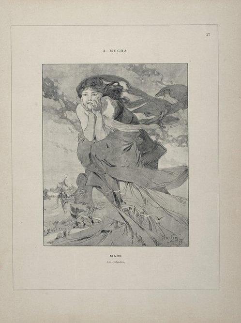 Alphonse Mucha (1860-1939) - 12 Months - A set of 12, Antiek en Kunst, Antiek | Meubels | Stoelen en Sofa's