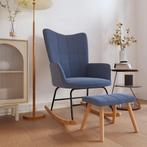 vidaXL Chaise à bascule avec tabouret Bleu Tissu, Neuf, Verzenden