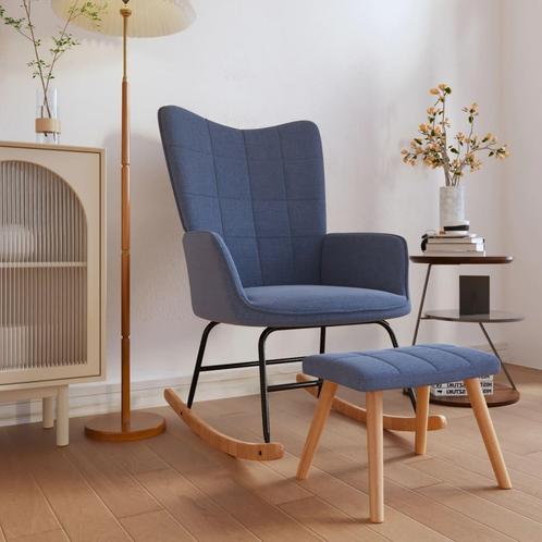 vidaXL Chaise à bascule avec tabouret Bleu Tissu, Maison & Meubles, Chaises, Neuf, Envoi