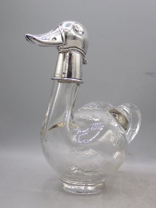 Karaf - Gemodelleerd als een eend - .925 zilver, Antiquités & Art, Antiquités | Argent & Or