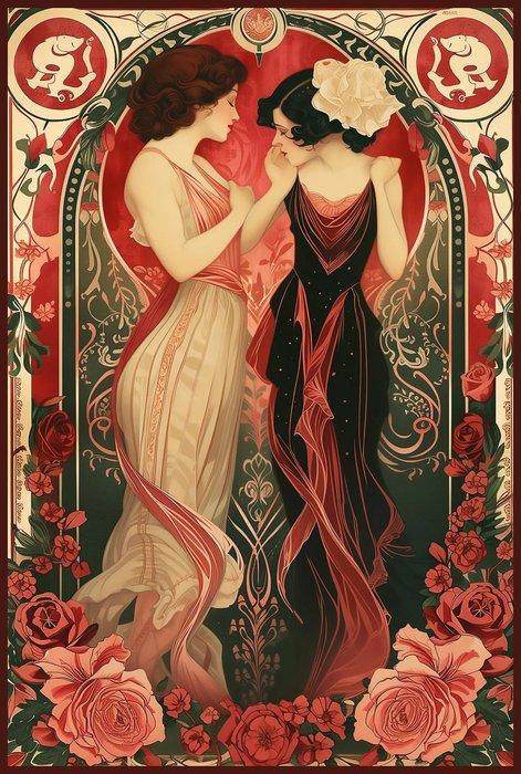 I_KONIQ (1969) - San Valentine Love in Mucha style, Antiek en Kunst, Curiosa en Brocante