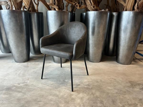 Veiling - Eetkamerstoel Bo (set van 6) Microleder - Antracie, Huis en Inrichting, Stoelen