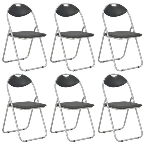 vidaXL Eetkamerstoelen inklapbaar 6 st kunstleer zwart, Huis en Inrichting, Stoelen, Nieuw, Verzenden