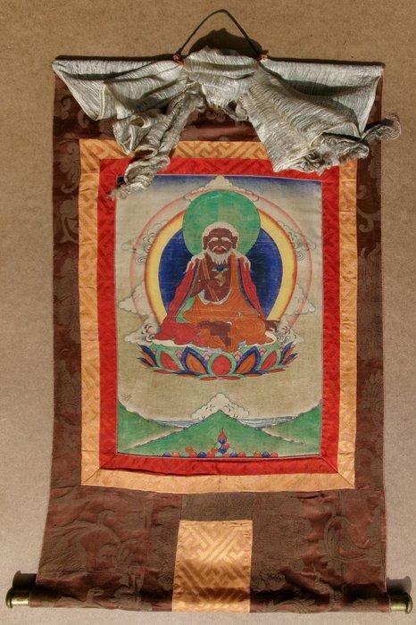 Prachtige oude Tibetaanse Thangka die de beroemde Mahasiddha, Antiek en Kunst, Antiek | Overige Antiek