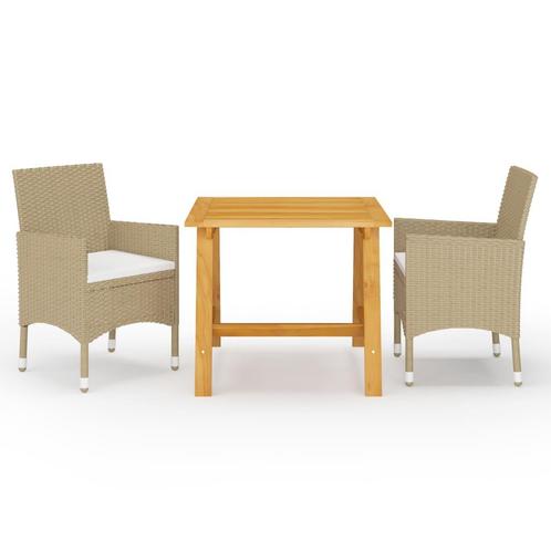 vidaXL Ensemble à manger de jardin 3 pcs Beige, Jardin & Terrasse, Ensembles de jardin, Neuf, Envoi