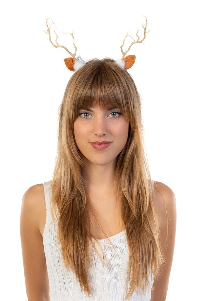 Haarband Rendier Lampjes Bruin Diadeem Ree Eland Lichtjes Ru, Kleding | Dames, Carnavalskleding en Feestkleding, Nieuw, Ophalen of Verzenden