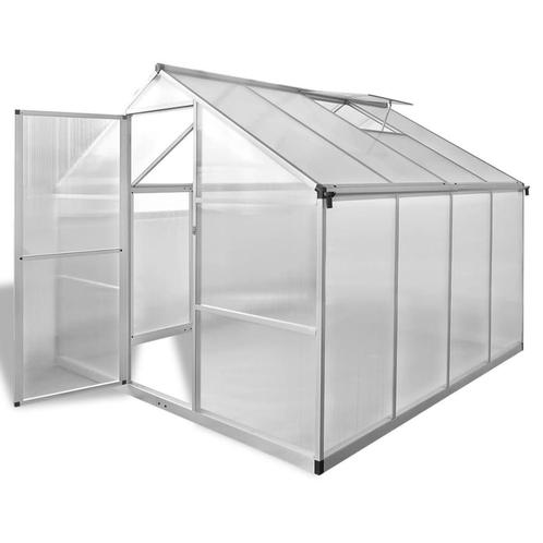 vidaXL Tuinkas met basisframe 6,05 m² versterkt aluminium, Tuin en Terras, Kassen, Nieuw, Verzenden