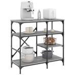 vidaXL Bakkersrek 90x40x84 cm bewerkt hout en metaal grijs, Verzenden, Nieuw