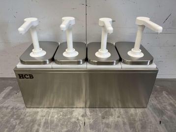 HCB inox Double Sauce Bar Sauce Pump Sauce Dispenser 4 x 2, Articles professionnels, Verzenden