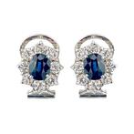 Oorbellen - 14 karaat Witgoud - 3.20ct. tw. Saffier -, Nieuw