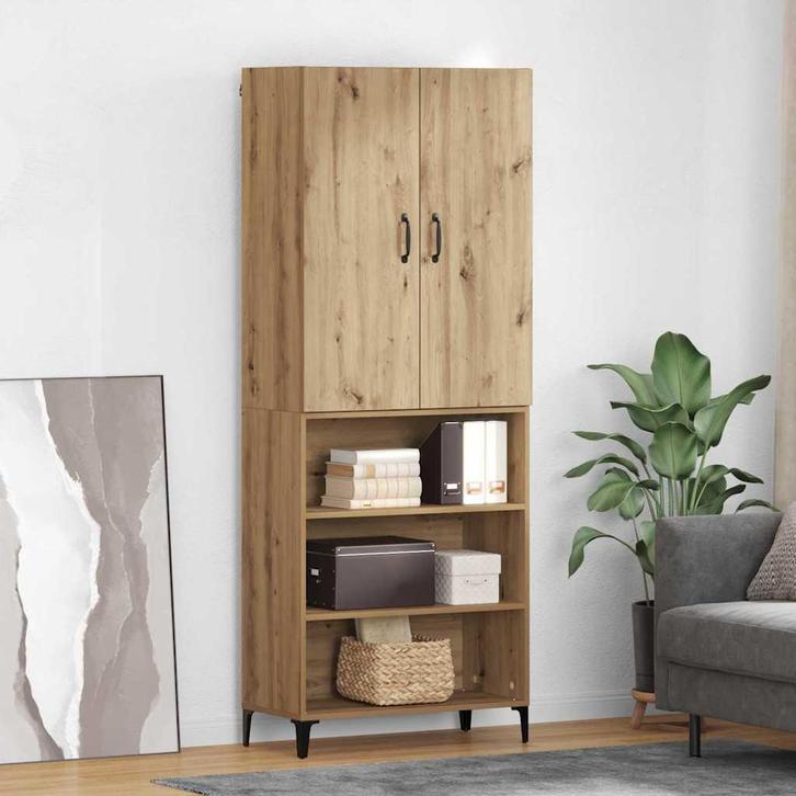 vidaXL Highboard Artisan Eiken 69,5 x 34 x 180 cm Bewerkt, Huis en Inrichting, Kasten | Dressoirs, Nieuw, Verzenden