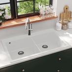 vidaXL Spoelbak opbouw graniet dubbele bak crèmewit, Huis en Inrichting, Keuken | Keukenelementen, Verzenden, Nieuw
