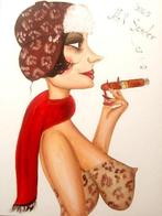 Alek Sander (XX-XXI) - Madame Cohiba im Winter mit Zigarre