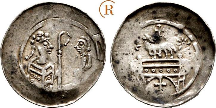 Pfennig, sog Lammdenar um 1250 / 1300 Strassburg Bischoef..., Postzegels en Munten, Munten | Europa | Niet-Euromunten, België