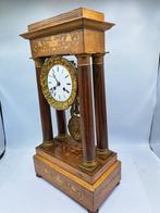 Portico klok - Antiek Hout, Messing - 1850-1900 - Intarsia, Antiek en Kunst, Antiek | Klokken