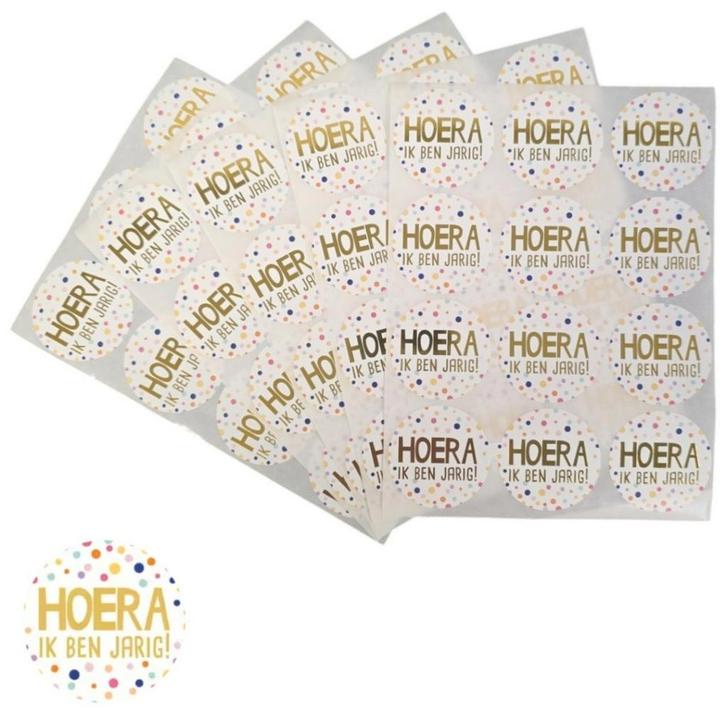 Fako Bijoux® - Hoera Ik Ben Jarig Stickers Op Vel - 40mm -, Hobby en Vrije tijd, Stickers en Plaatjes, Verzenden