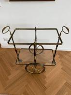 Serveerwagen - Hout, Metaal, Glas - Goudkleurig brons met