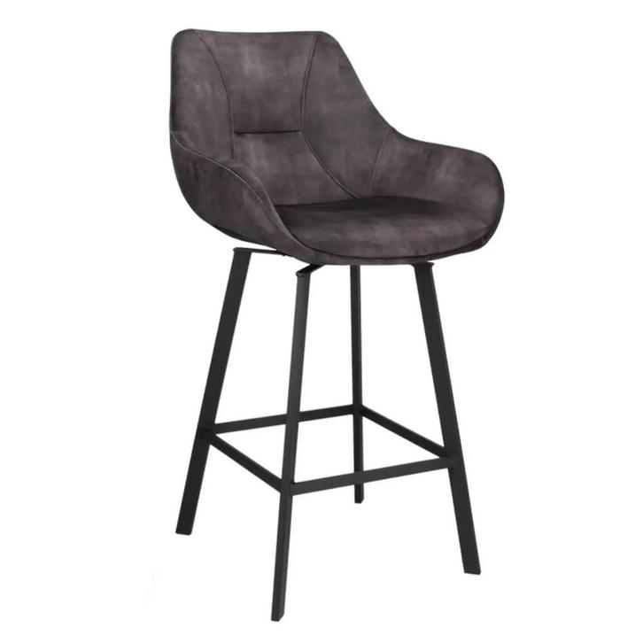 Barkrukken | BIAS | Fluweel/Metaal | Anthracite | Zwarte, Zakelijke goederen, Horeca | Keukenapparatuur, Nieuw in verpakking, Verzenden