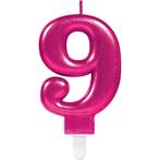 Kaars 9 Jaar Roze 8cm, Verzenden, Nieuw