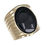 Bague - 18 carats Or jaune -  3.24ct. tw. Onyx, Handtassen en Accessoires, Ringen, Nieuw