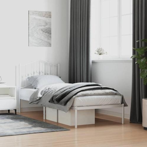 vidaXL Cadre de lit métal avec tête de lit blanc 90x200, Huis en Inrichting, Slaapkamer | Bedden, Verzenden