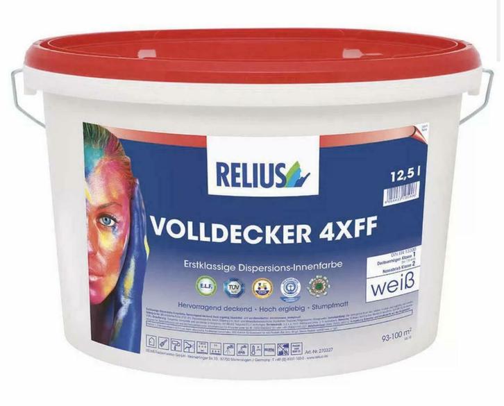 RELIUS Volldecker 4xff zeer goed dekkende extra matte muurve, Doe-het-zelf en Bouw, Verf, Beits en Lak, Nieuw, Verzenden