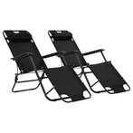 vidaXL Chaises longues pliables lot de 2 avec, Jardin & Terrasse, Chaises longues, Verzenden, Neuf