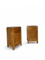 Table de chevet (2) - Noyer, Laiton, Bois, Marbre