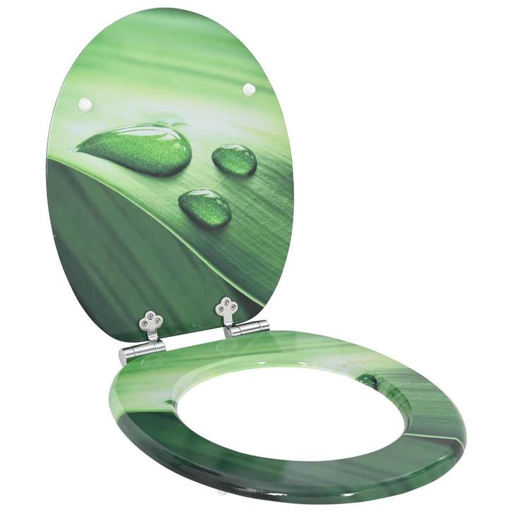 vidaXL Zacht-sluit toiletzitting Groene Druppel 44 x 38 cm, Doe-het-zelf en Bouw, Sanitair, Nieuw, Verzenden