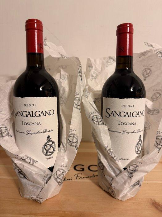 2018 Nenni Sangalgano - Toscane IGT - 2 Flessen (0.75 liter), Verzamelen, Wijnen