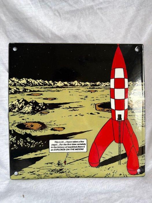 Raket op de Maan – Emaille Bord - Emaille bord - Emaille, Antiek en Kunst, Antiek | Wandborden en Tegels