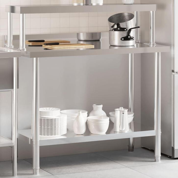 vidaXL Keukenwerktafel met bovenschap 110x55x120 cm, Zakelijke goederen, Horeca | Overige, Verzenden