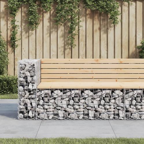 vidaXL Banc de jardin design gabion 122x71x65,5 cm bois, Jardin & Terrasse, Ensembles de jardin, Neuf, Envoi