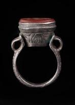 Ottomaanse Rijk Zilver-metaal Ring met Rode Hardsteen