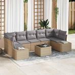 vidaXL Tuinbank Set 8 pcs Beige Poly rattan, Verzenden, Nieuw