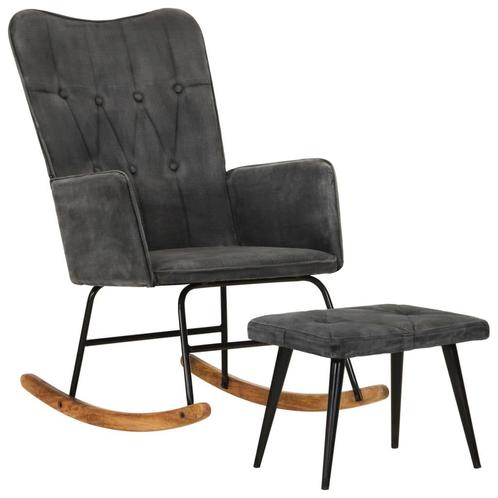 vidaXL Schommelstoel met voetenbank canvas in vintage stijl, Huis en Inrichting, Stoelen, Nieuw, Verzenden