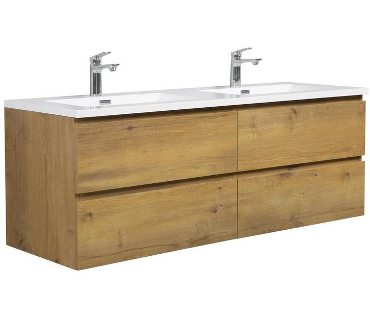 Badkamermeubel Set Angela 140cm Eiken Badmeubel, Huis en Inrichting, Badkamer | Badkamermeubels, Nieuw, Verzenden